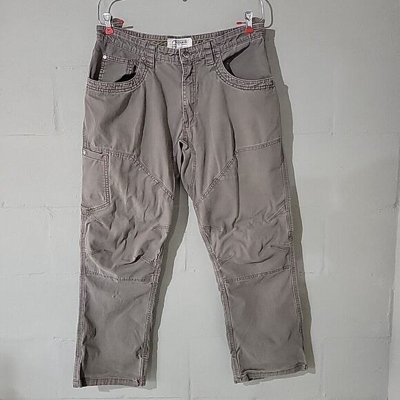 Mountain Khakis Double Knee Stretch Canvas Utility Gray Pants Work Men 36X30 - Picture 1 of 13